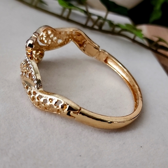 Gold with CZ Stones Clamper Hinge Bracelet - Picture 3 of 9